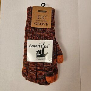 C.C Fleece Lined Cable Knit Glove Multi Smart Tip